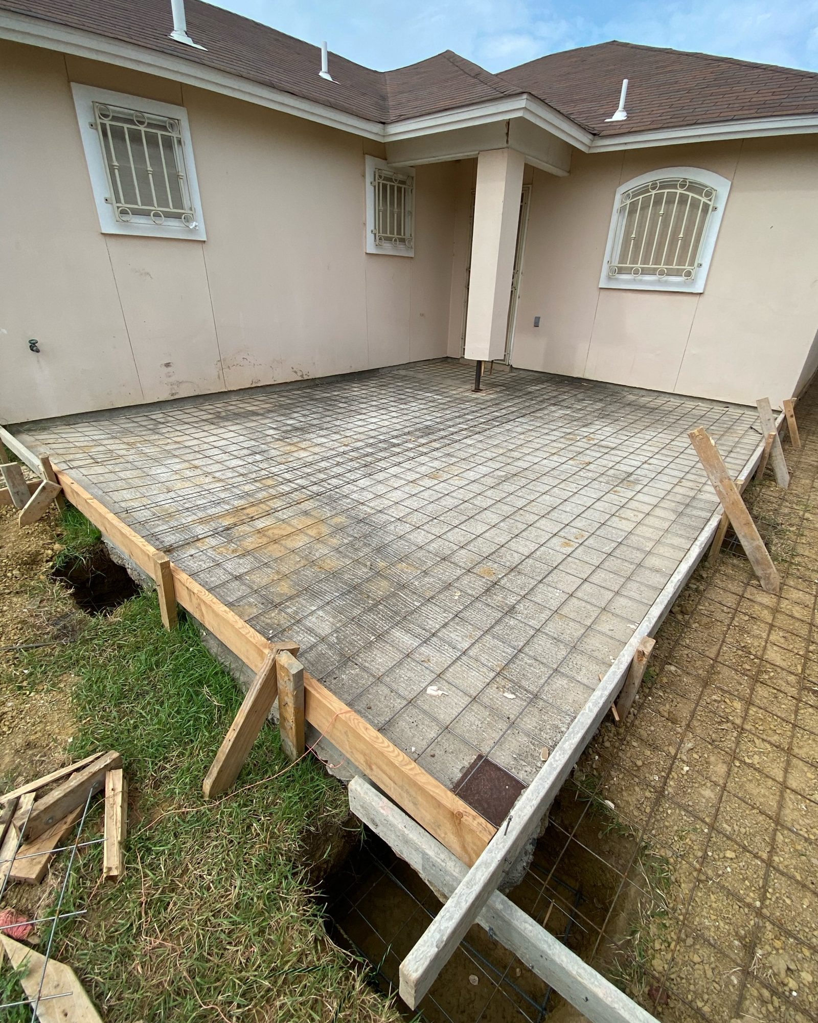 Set over the old patio, ready for concrete.